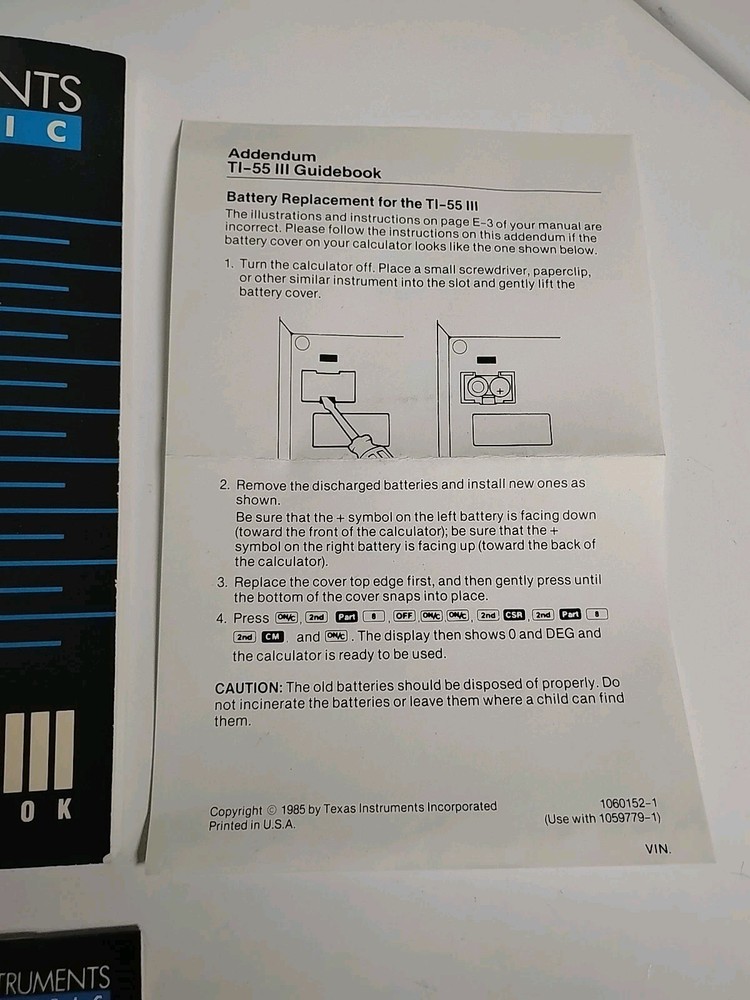 Texas Instruments Scientific: TI-55 III Guidebook & Quick Start Guide