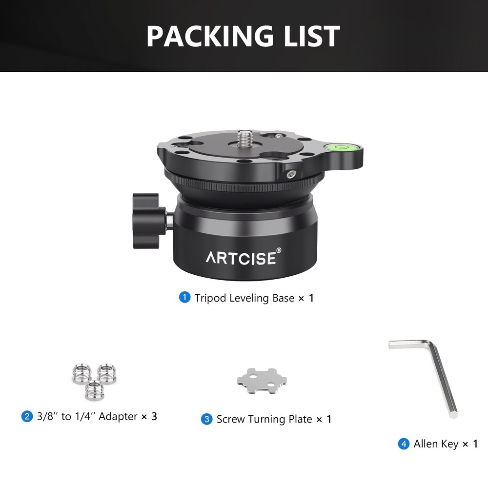 Tripod Leveling Base (⌀60mm) Camera Leveler Aluminum Adjusting Tripod Head