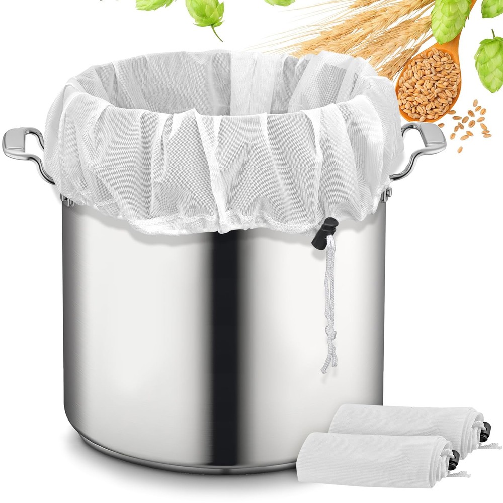Brew Bags, 2 Pack Extra Large Reusable Straining Bag, 2 Pack, 26"x22", White