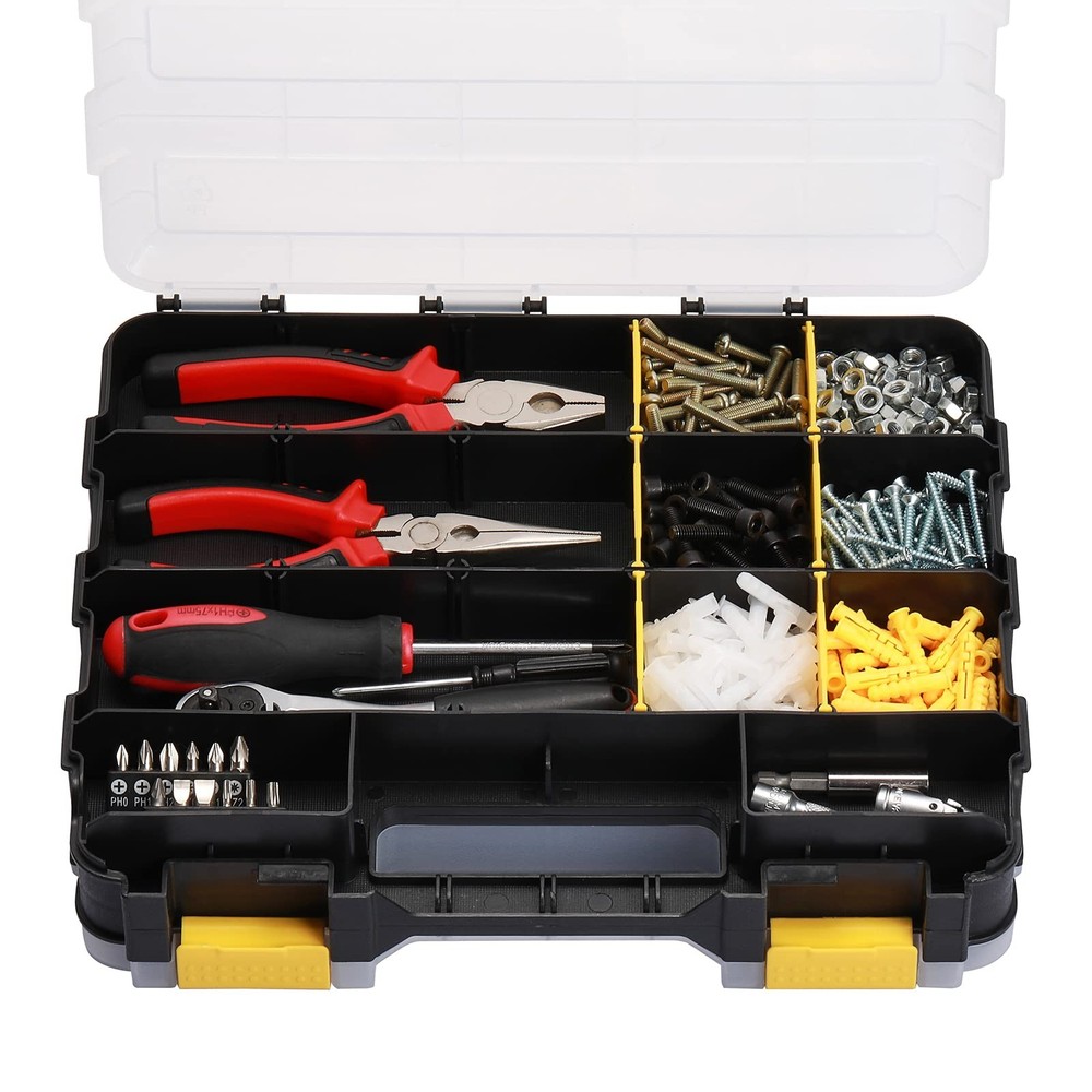 2PCS Double Side Tool Organizer with Customizable/Removable Plastic Dividers,...