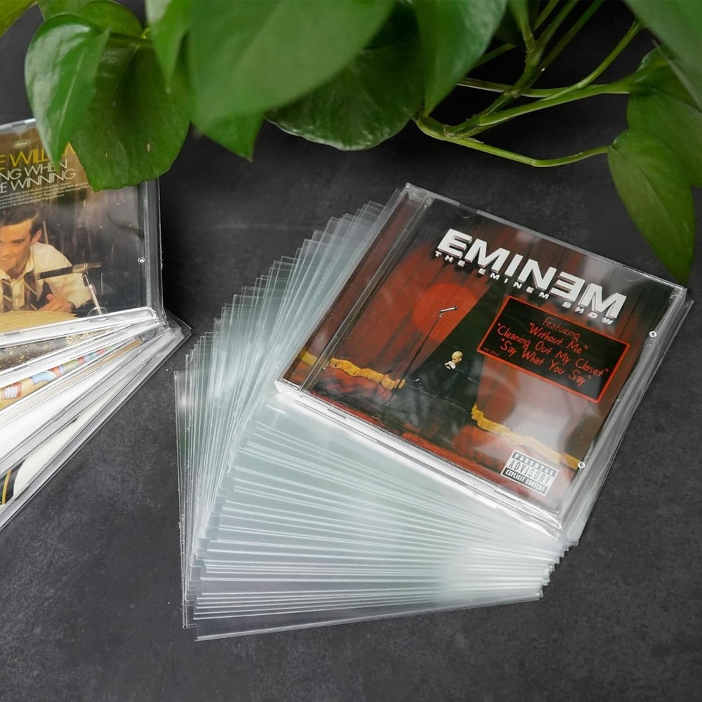 sdroceRyaM 50PCS CD Outer Sleeves Clear Plastic Protective Sleeve...