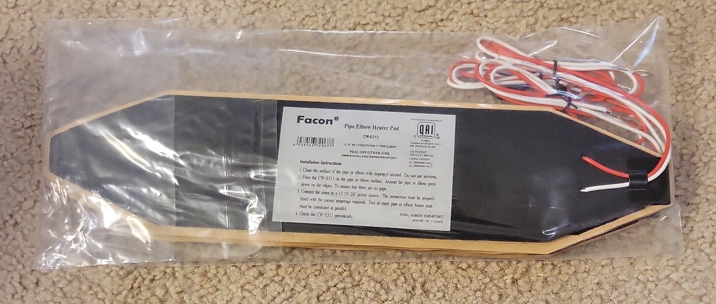 3x Facon 3" x 13" RV Elbow Pipe Heater Pad For 3" Elbow Pipe Tank Heater