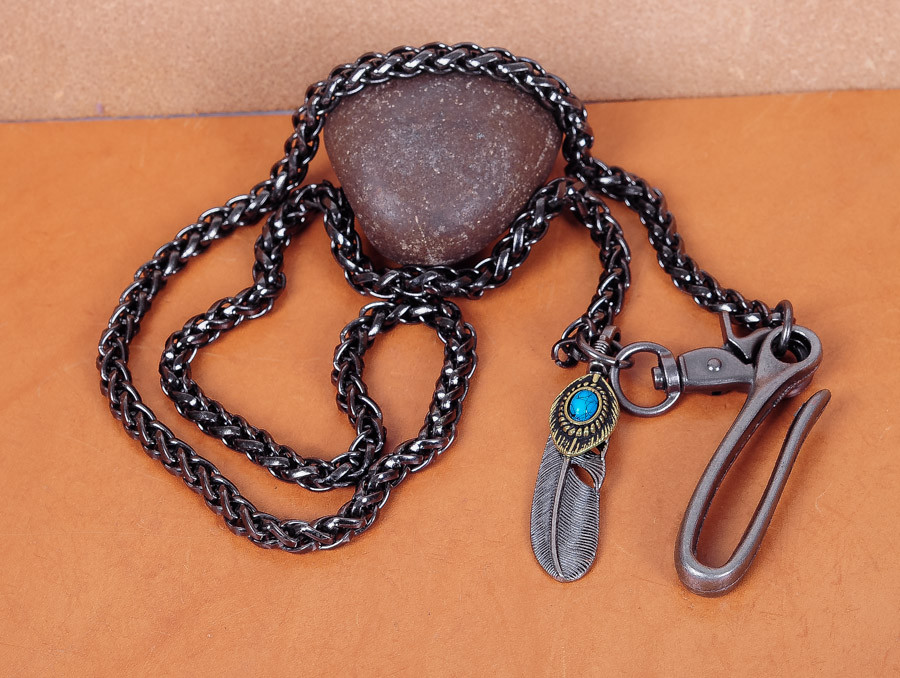 30" Basic Strong Twisted Feather Biker Trucker Keychain Key Jean Wallet Chain