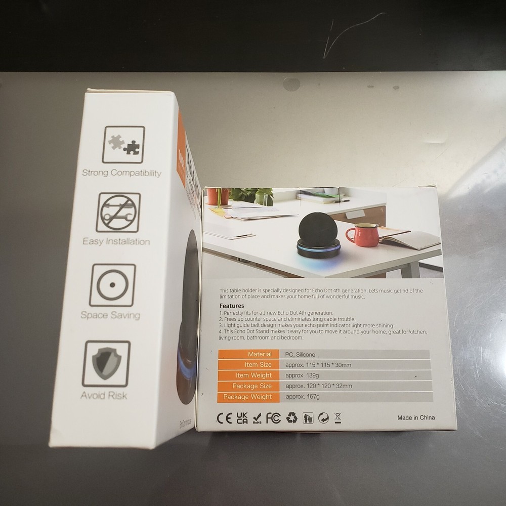 Echo Dot 4th Generation Black Table Holder, Clever Desktop Stand Mount New