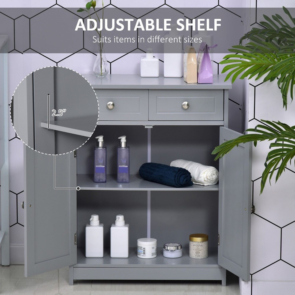 Bathroom Floor Cabinet Storage Organizer Kitchen Cupboard with Adjustable Shelf