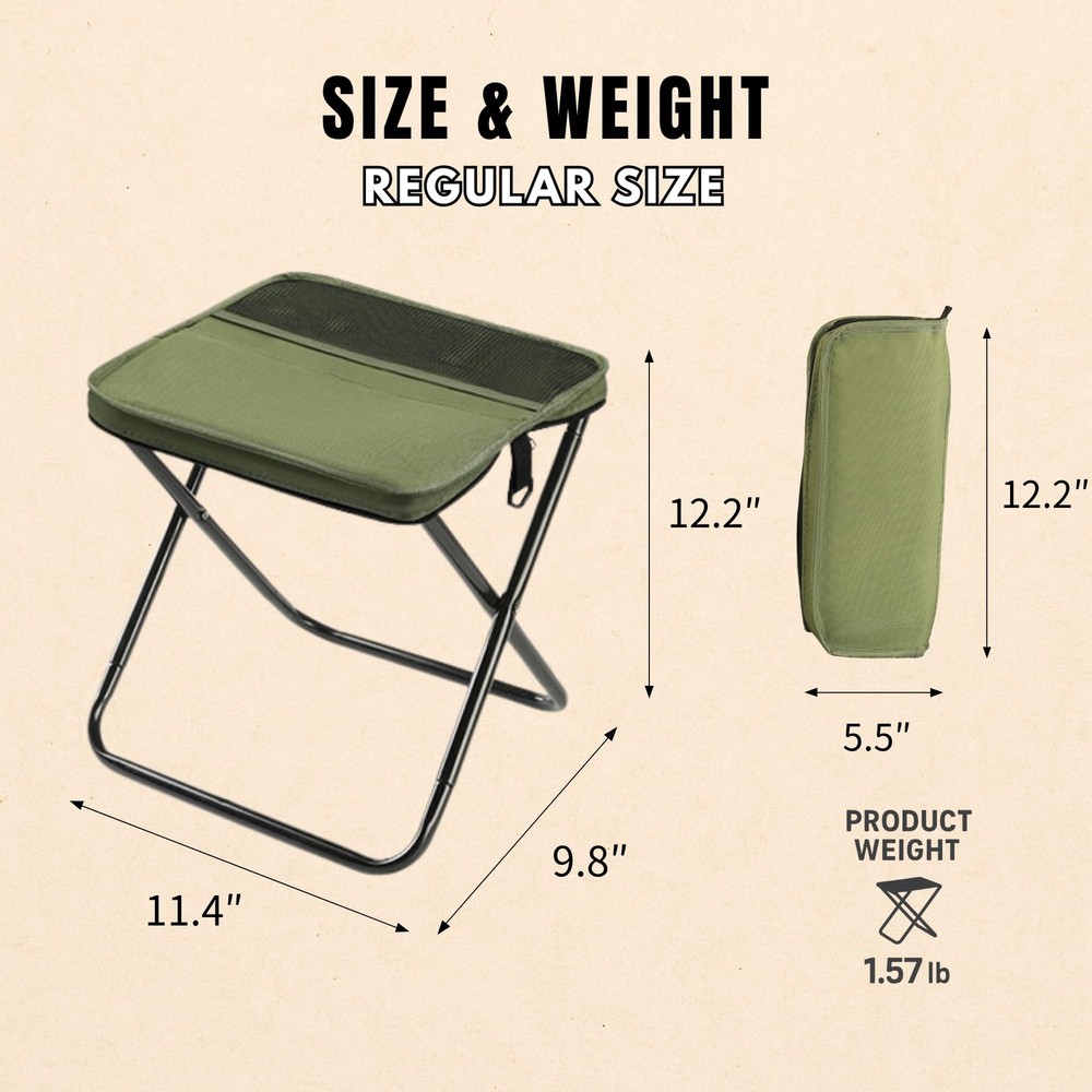 Folding Camp Stool, Lightweight Foldable Camping Stool, Compact Mini Chair fo...
