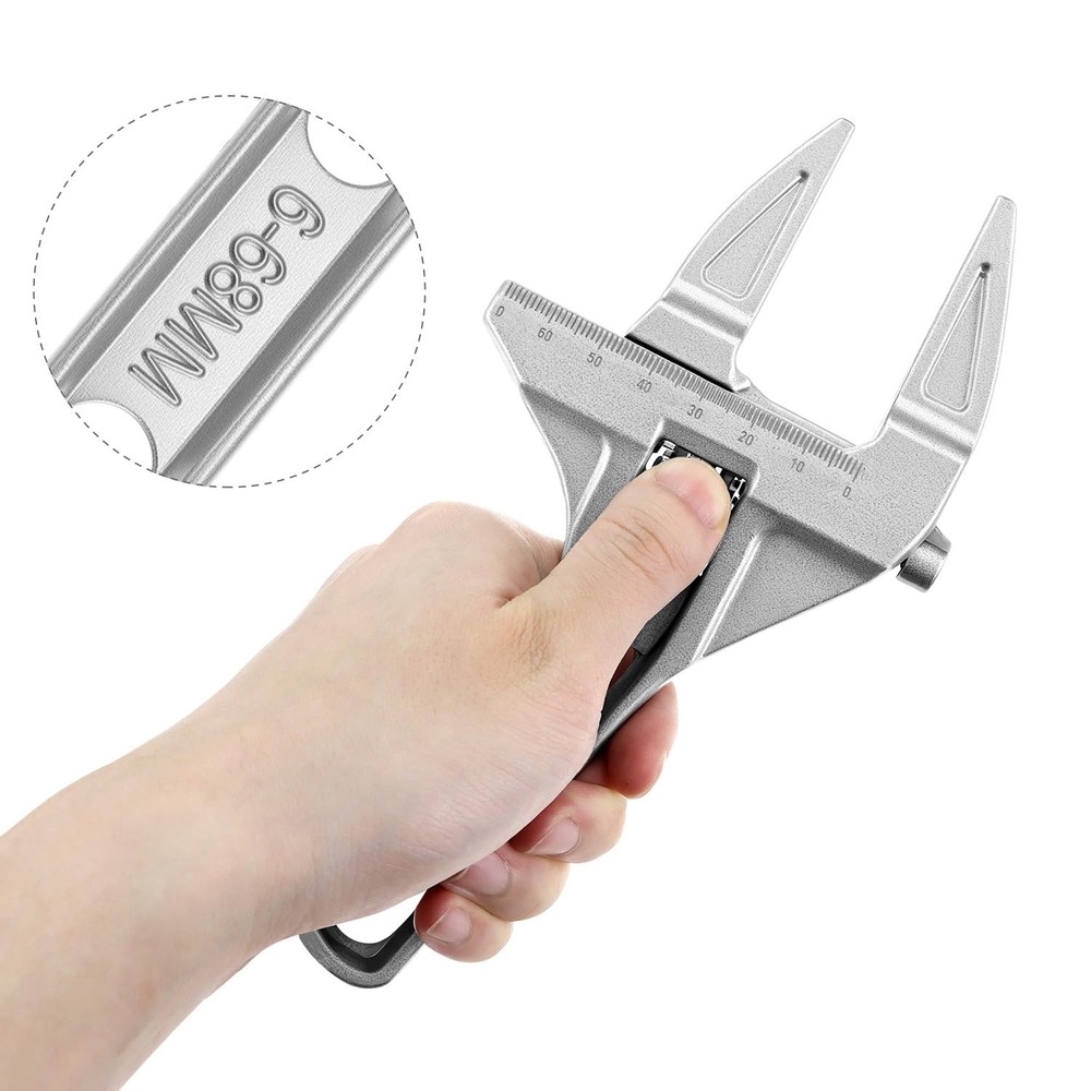 QWORK Adjustable Wrench, 0.24"-2.68" Large Opening Bathroom Spanner, Silver