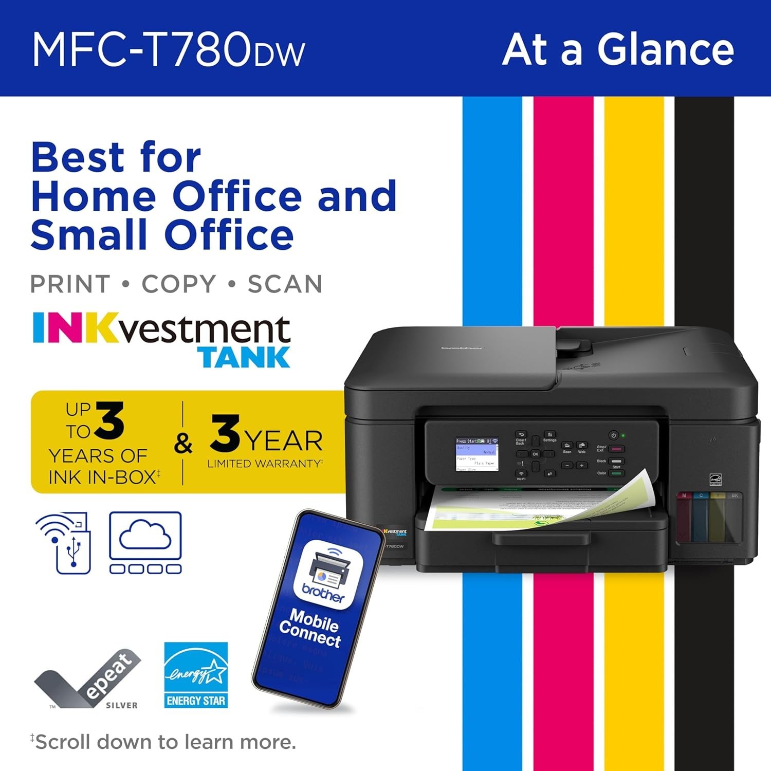 Brother INKvestment Tank 780 Wireless Color Inkjet All-in-One Printer with Duple