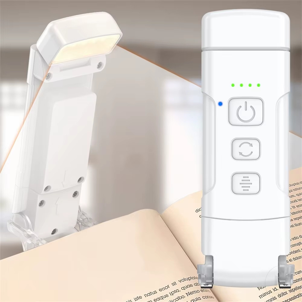 Book Light with Timer USB Rechargeable 3 Colors & 5 Brightness Reading Light Cli