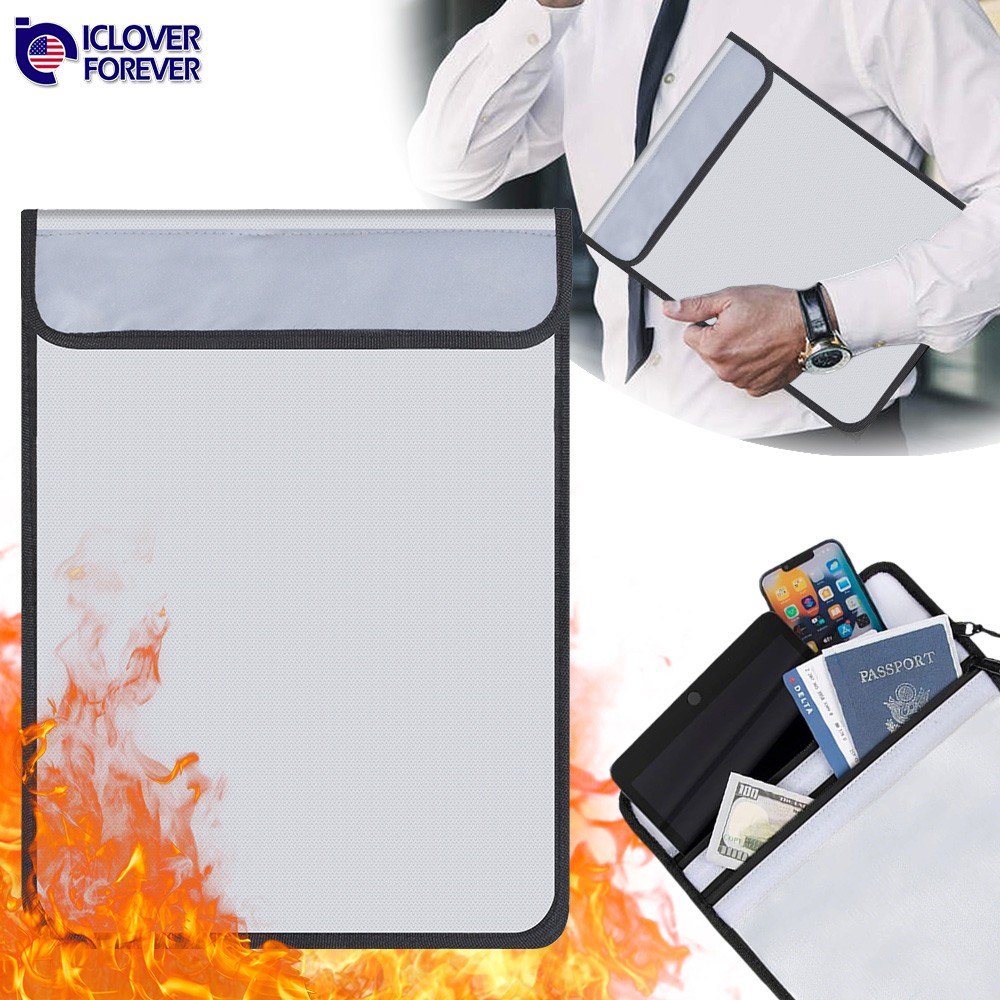 Fireproof Document Bag Safe Cash Money Pouch Waterproof Envelope Folder Storage