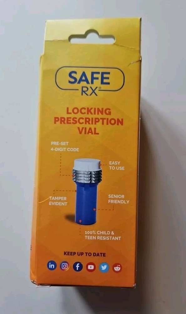 Safe RX Locking Pill Bottle (Blue) with Combination Lock