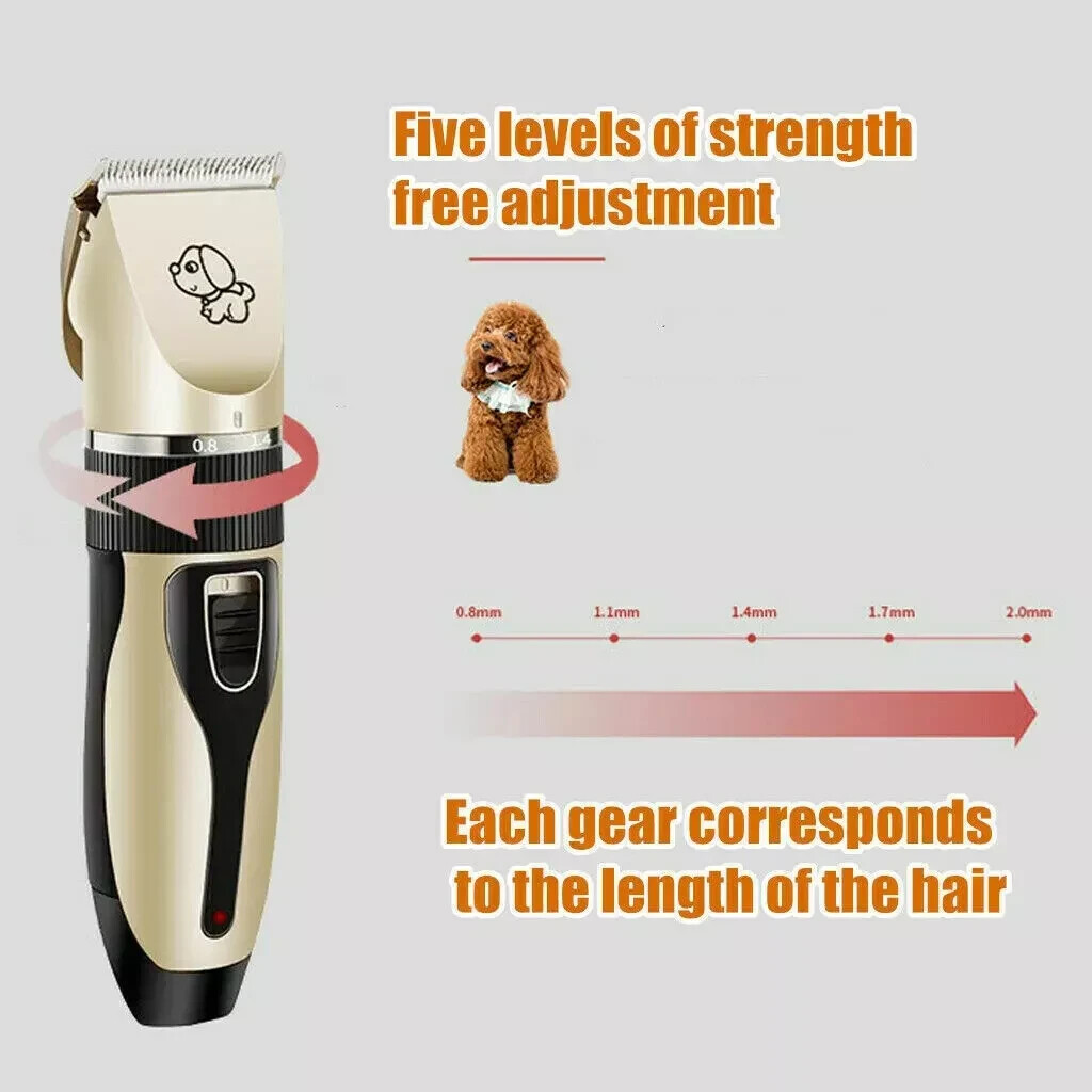 Dog Cat Pet Grooming Kit Rechargeable Cordless Electric Hair Clipper Trimmer Set