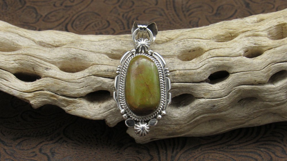 *Green Turquoise Sterling Silver Pendant