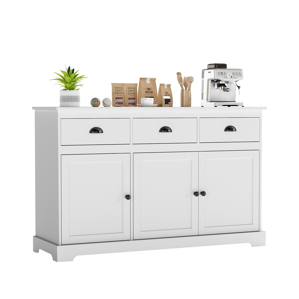3 Drawers Sideboard Buffet Cabinet Console Table Kitchen Storage Cupboard White