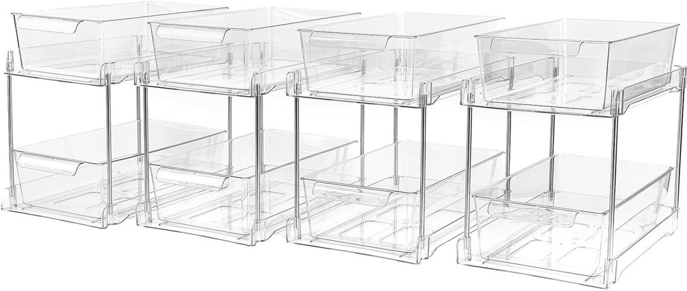Customizable 2-Tier Storage Bins with 8 Dividers - Space-Saving Organizer