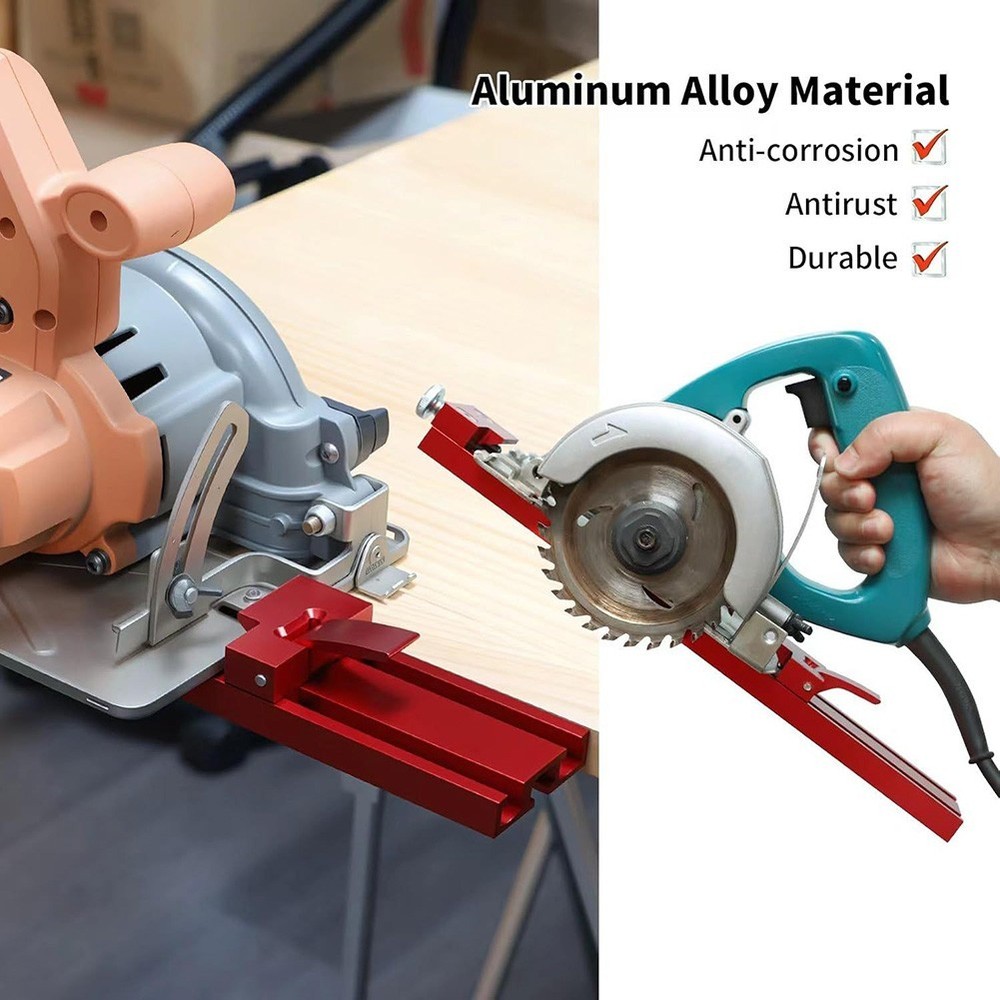 Adjustable Circular Saw Base Guide Rail with Dual Latch for Precise Positioning