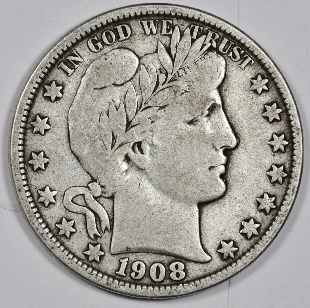 1908-o Barber Half.  Fine.  202463