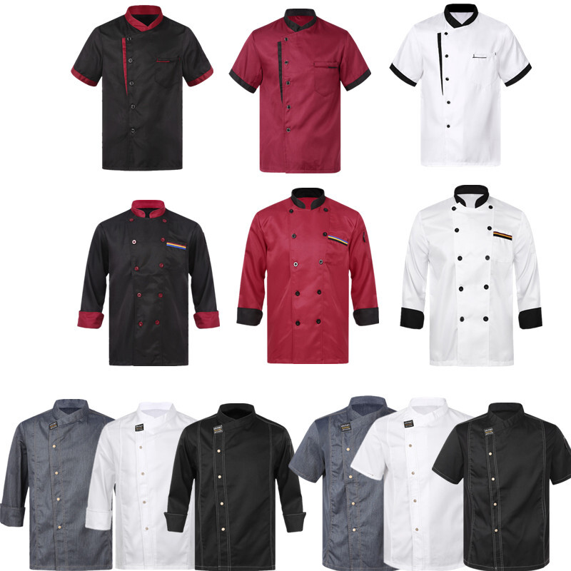 Unisex Women Men Chef Coat Cook Jacket Restaurant Kitchen Workwear Uniform Shirt