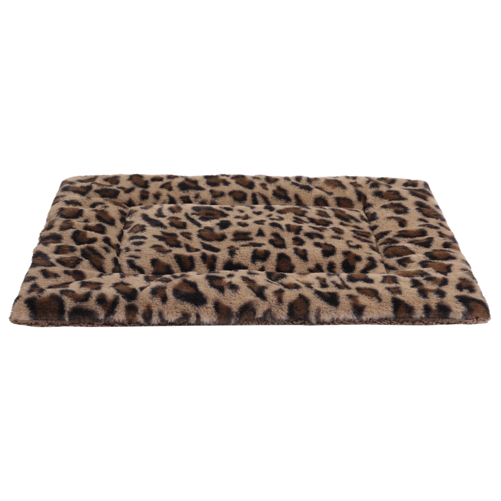 Leopard Print Pet Mat Reversible Plush Dog Cat Sleeping Cushion Machine Washable