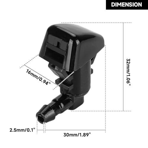 Front Windshield Washer Nozzles Single Hole Wiper Spray Washer Jet -