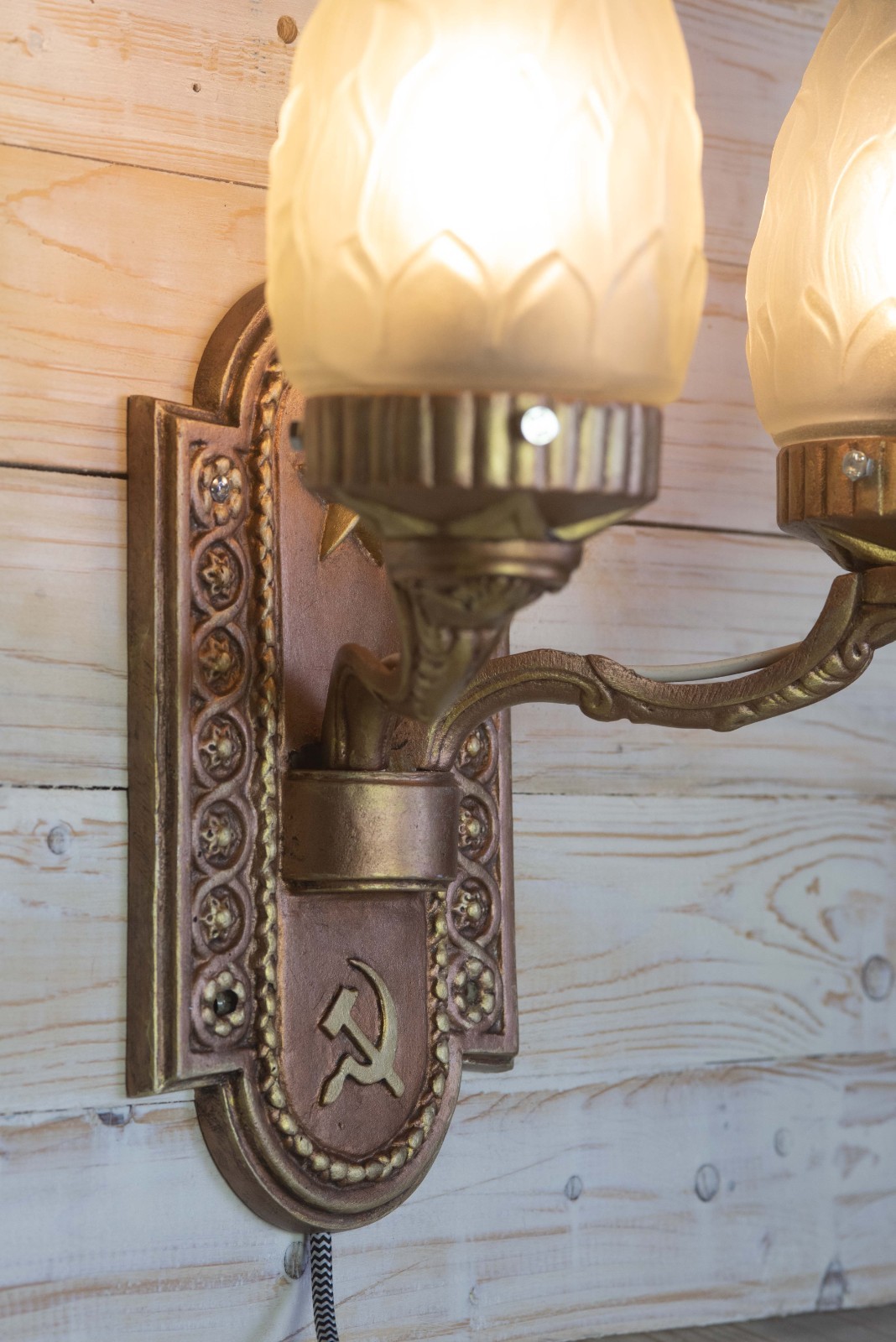 Vintage Soviet Wall Sconce Stalinist Empire Style with 2 Bulbs E26/E27