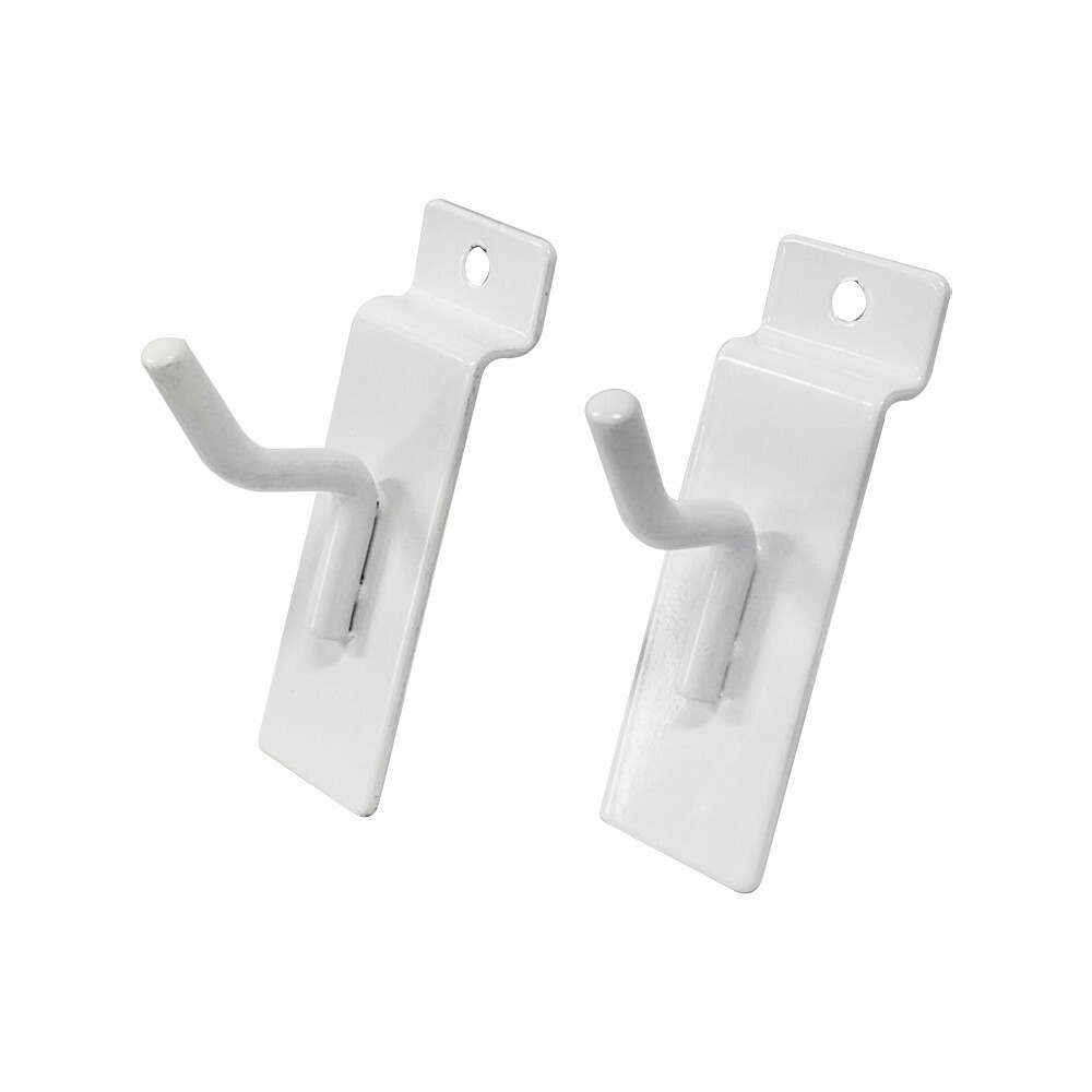 1" Slatwall Hook Panel Display Hooks, 1/4" Thickness Metal, White - PACK 25