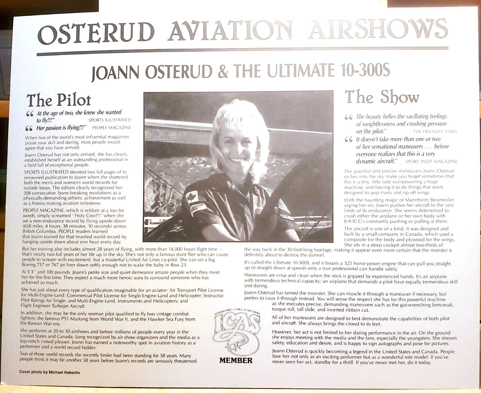 Ultimate 10-300 Biplane Vintage Photo - Aviation Airshow Company - Pilot Osterud