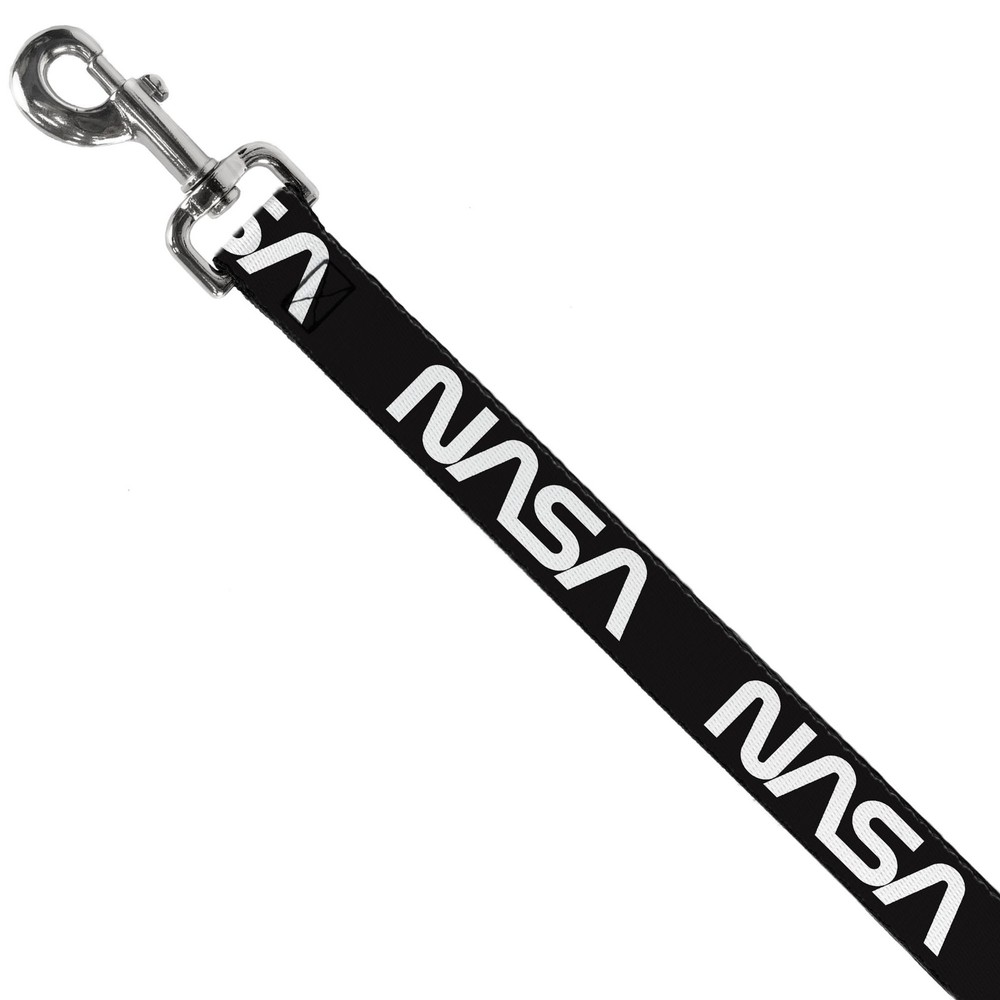 Dog Leash NASA Text Black/White