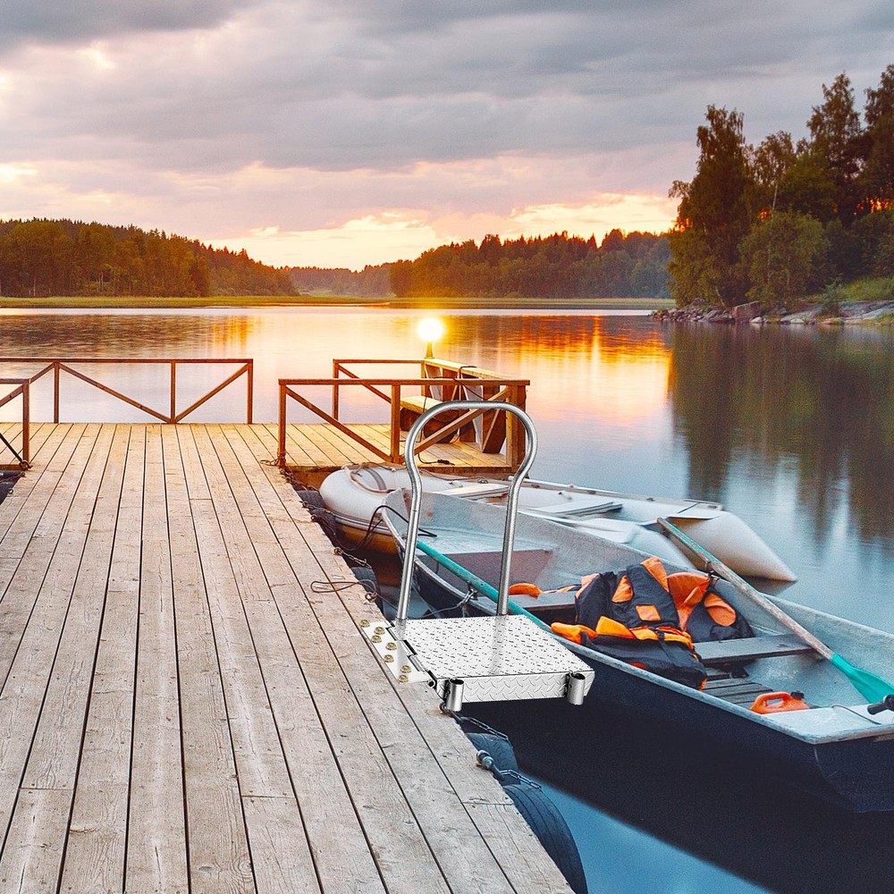 Foldable Boat Boarding Platforms W/Handrail Dock Extension Step Load 500lb