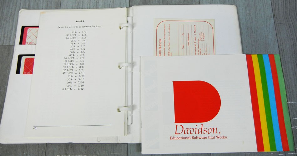 MATH BLASTER Commodore 64/128 Atari 800/1200/65/130 Computer w/Davidson Software