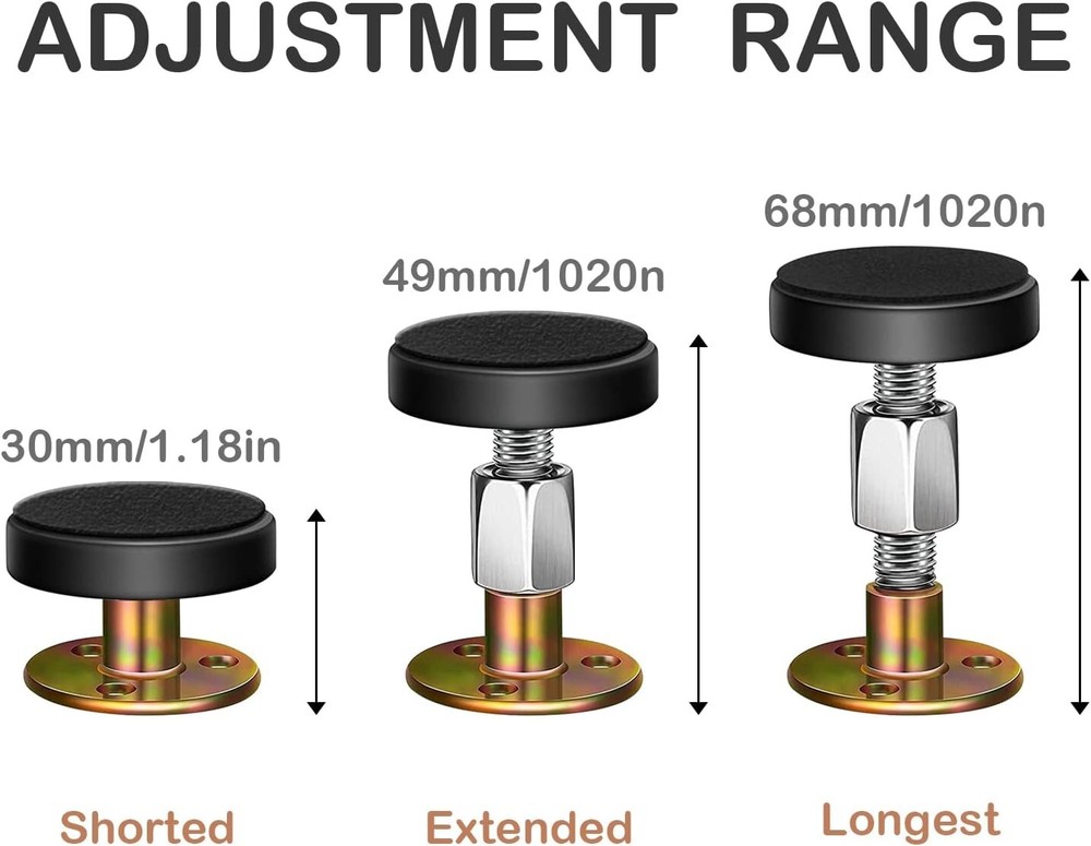 Easy Install Adjustable Bed Frame Anti-Shake Stoppers, Wall Protection 30-64mm