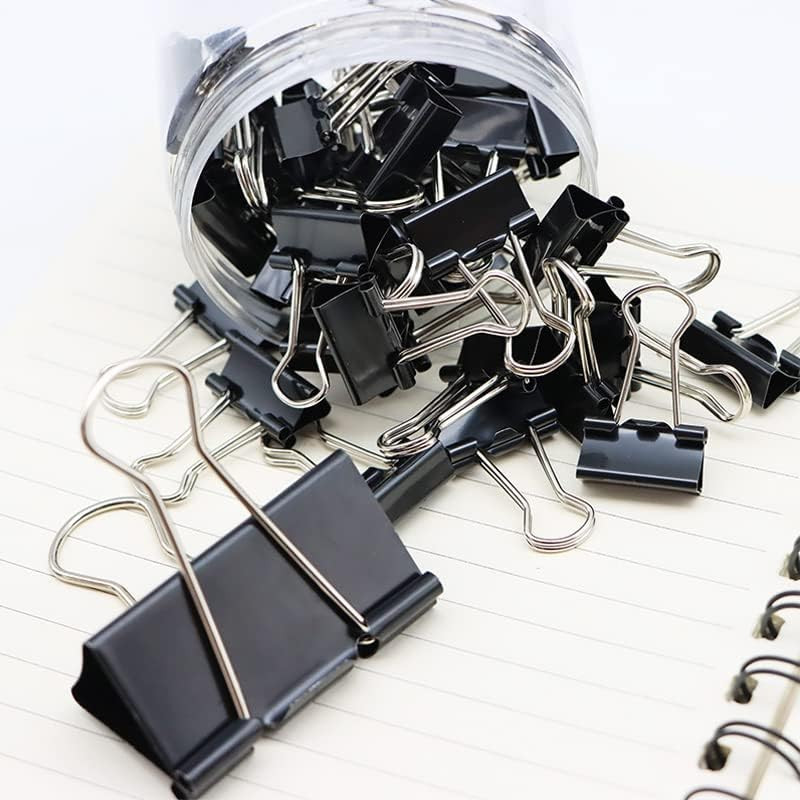 120Pcs Binder Clips Assorted Size, Office Clips with Clear Storage Container, Bu