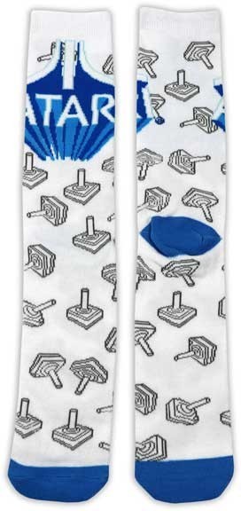 Crew Sock - Atari - ATARI Logo Controller White/Blue Adults Men Size NEW
