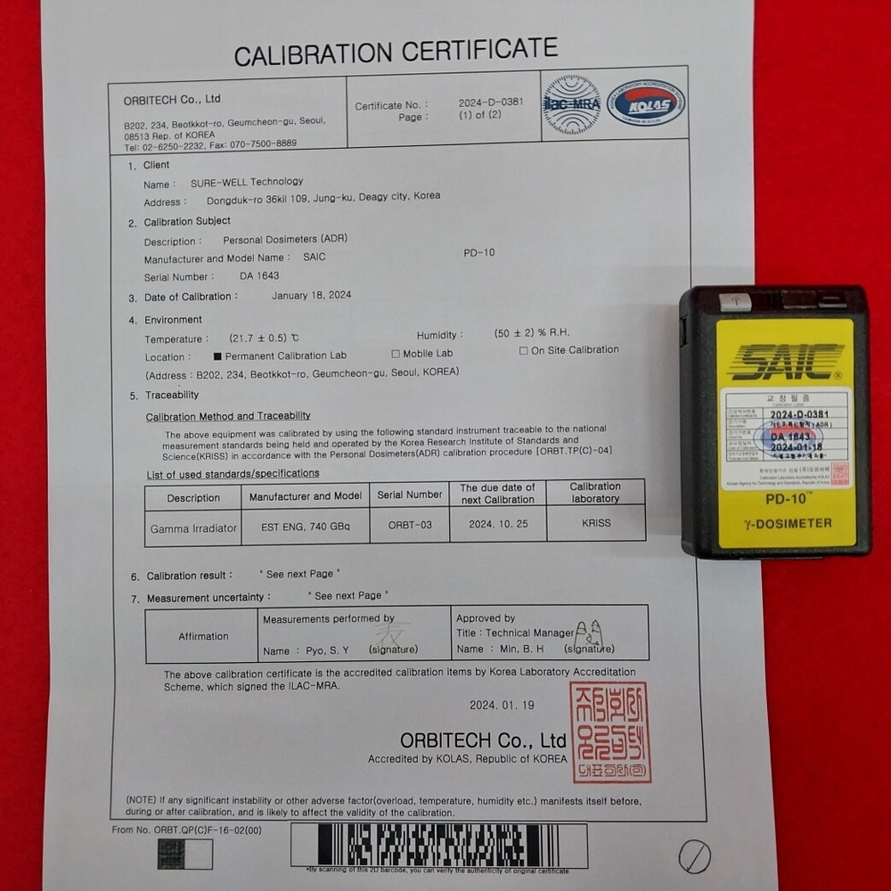 SAIC PD-10 Personal Dosimeter(Made in U.S.A.) CALIBRATED