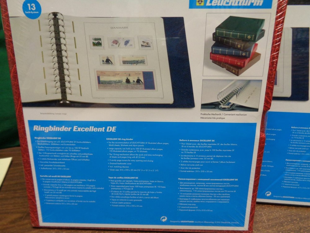 LIGHTHOUSE Excellent DE 13 ring binder case hingeless stamp collection pages NEW