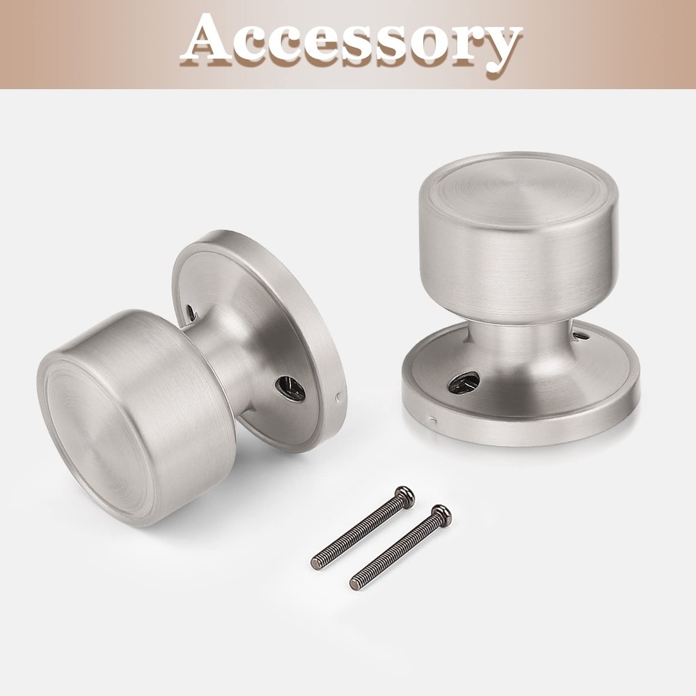 knobelite 2 Pack Dummy Knobs Satin Nickel Closet Door Knobs Single Side Non-T...