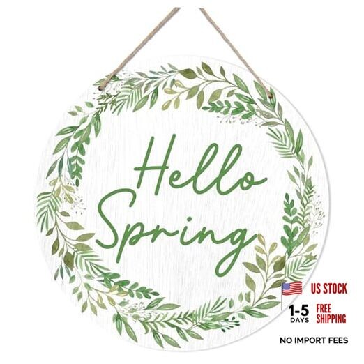 Hello Spring Door Decor, Easter Welcome Spring Sign For Green hello spring