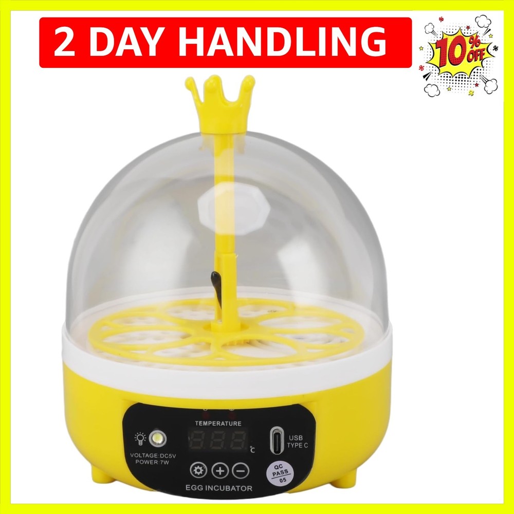 Mini Egg Incubator with Automatic Temperature Humidity Control, Transparent L...