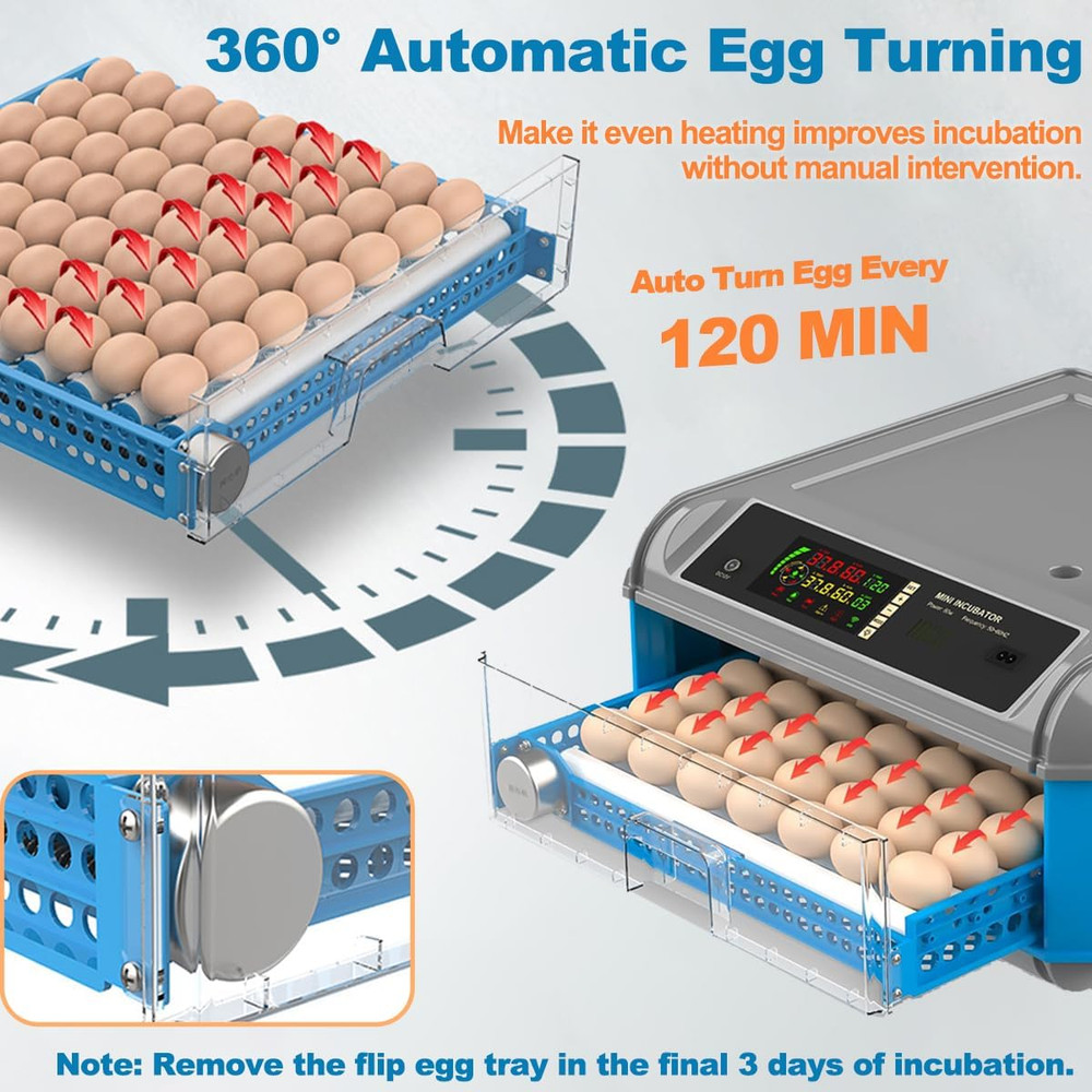 Egg Incubator for Hatching Eggs - Chicken Egg Incubator with Automatic Egg Turni