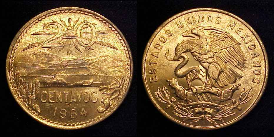 MEXICO 1964 20 Centavos BU