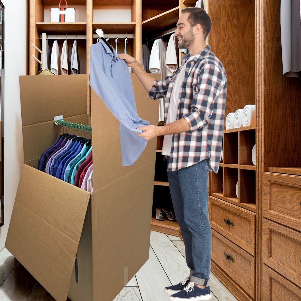 UBMOVE Wardrobe Boxes - Qty 12 Boxes w Bars - Moving Boxes