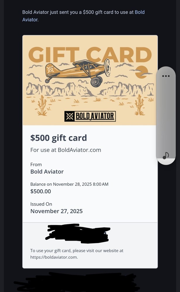 Bold Aviator E Gift Card