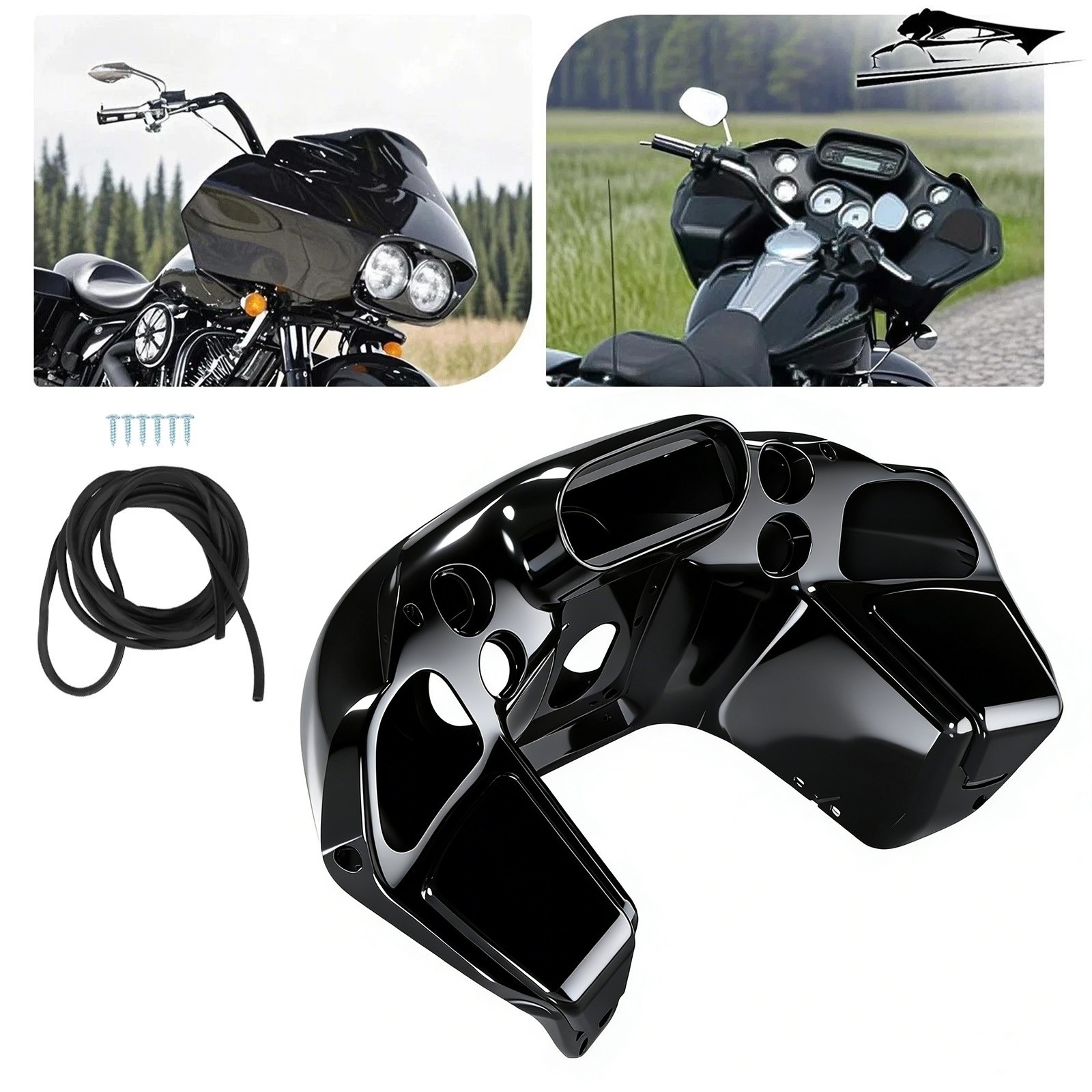 Vivid Black Inner & Outer Fairing For Harley Davidson Road Glide FLTR 1998-2013