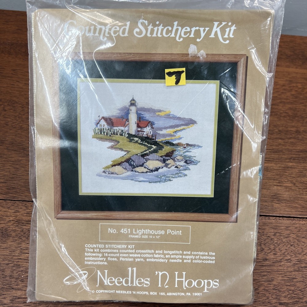Needles 'N Hoops #451 Lighthouse Point Counted Stitchery Needlepoint Kit 10x12