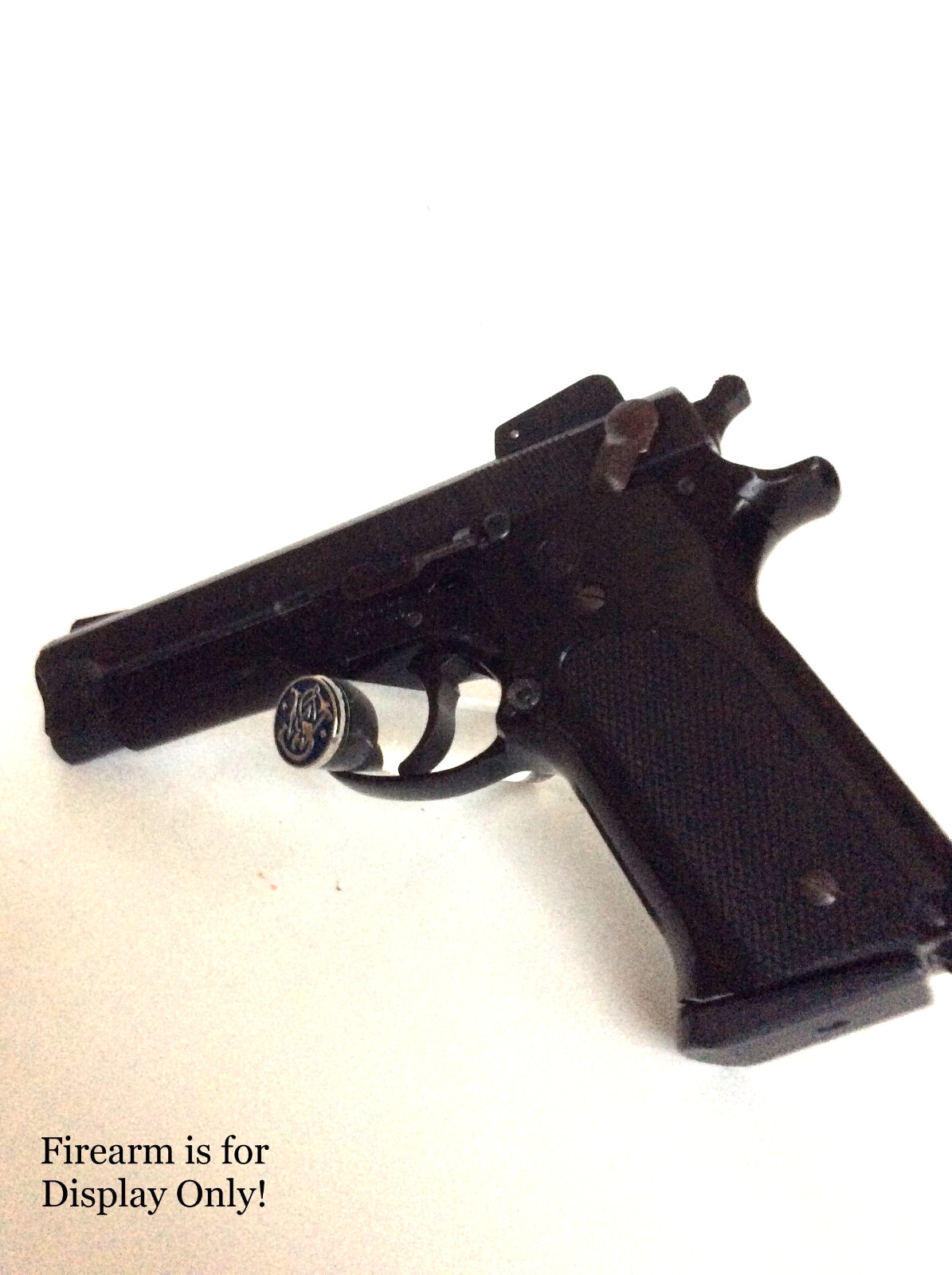 Handgun Firearm Gun Safe Shelf Display Rod - S&W Navy Blue/Silver Enamel Topper