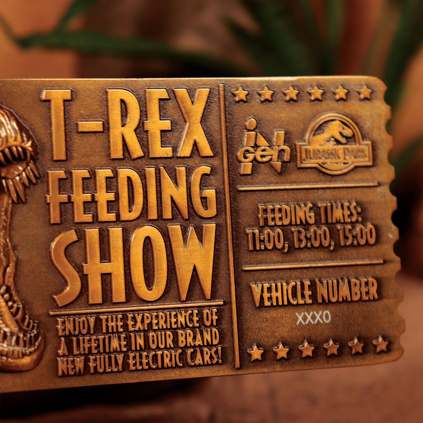 Jurassic Park Feeding Show Ticket Metal Replica