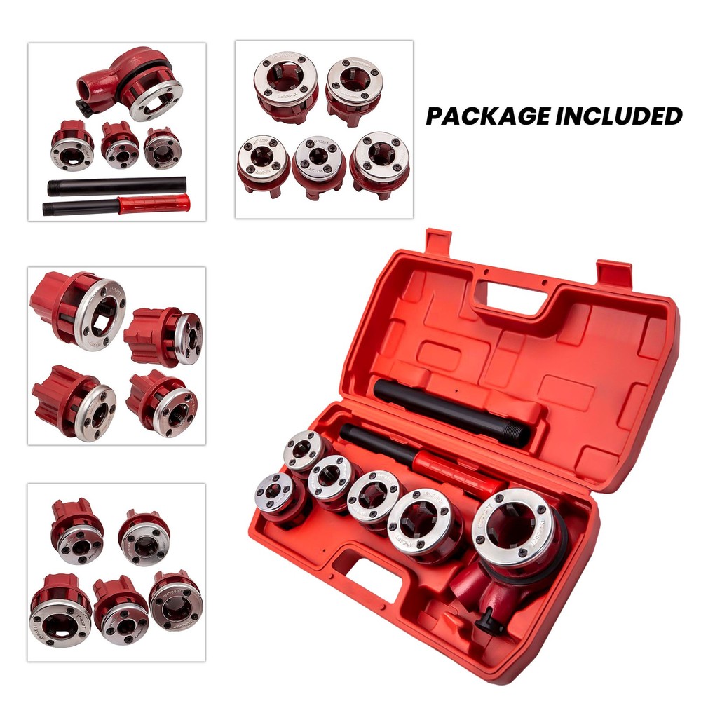 Ratchet Pipe Threading Threader Die Bar Head Handle Tools Set 1/4'' 3/4'' Manual