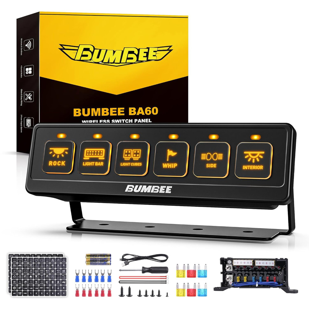 6 Gang Wireless Switch Panel, Multi-Function Toggle Switches, 80A High Power Rel
