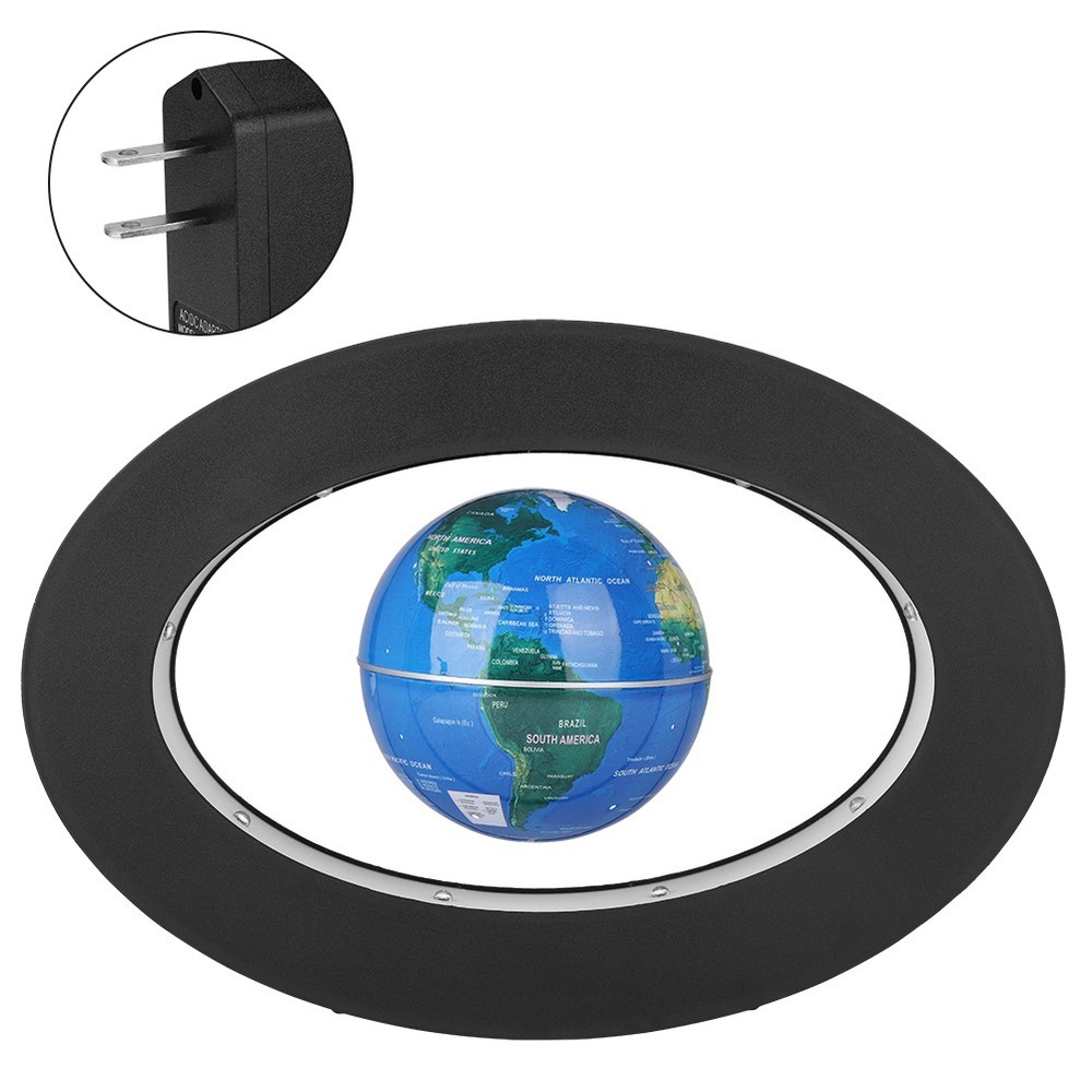 (Blue US Plug)Electronic Magnetic Levitation Floating Globe With LED Light