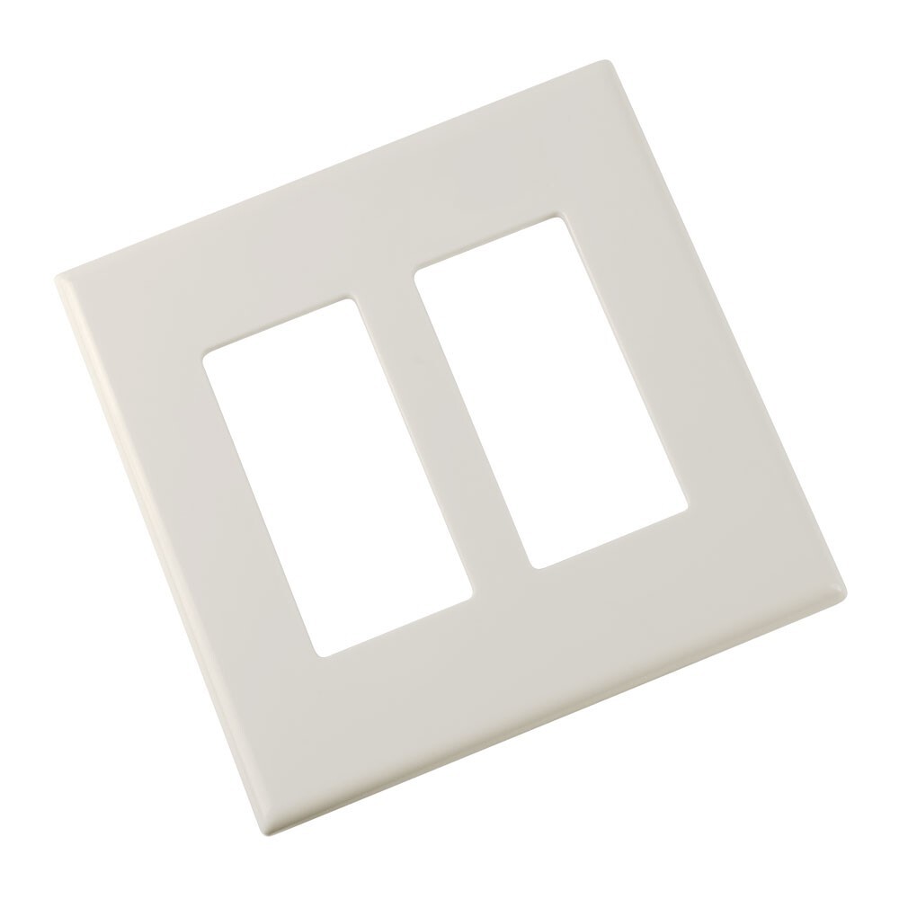 Construct Pro Double Gang Wall Plate with Screwless Face (Light Almond)